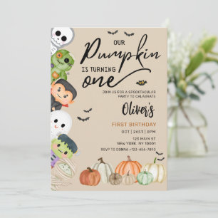 Invitation Citrouille Patch Halloween 1er anniversaire Invita