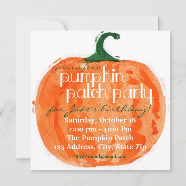 Invitation Citrouille Patch Party (Devant)