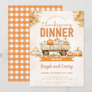 Invitation Citrouille Patch Thanksgiving Dîner