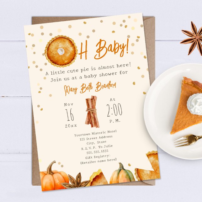 Invitation Citrouille Pie Cutie Pie Oh Baby shower (Créateur téléchargé)
