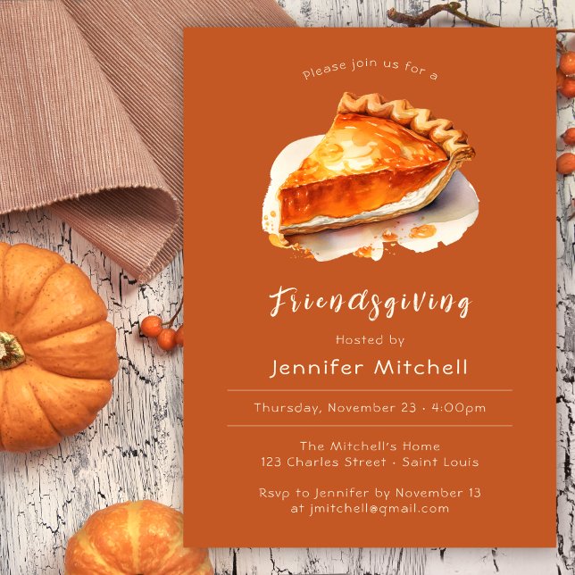 Invitation Citrouille Pie Thanksgiving Terracotta Friendsgivi (Créateur téléchargé)