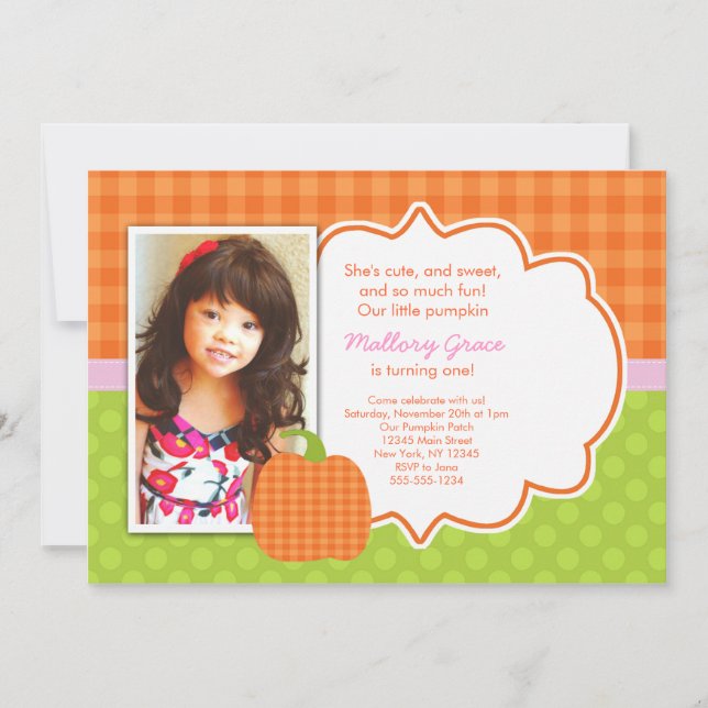 Invitation Citrouille Pink pour l'anniversaire - i (Devant)
