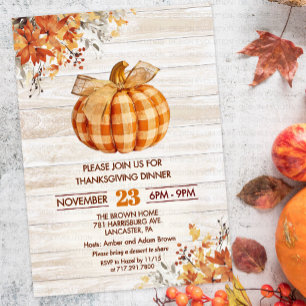 Invitation Citrouille Plaid Thanksgiving