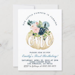 Invitation citrouille pour le premier anniversaire