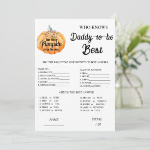 Invitation Citrouille Qui connaît Daddy Baby shower Jeu