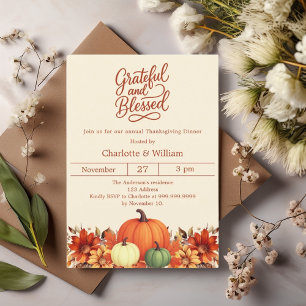 Invitation Citrouille reconnaissant béni Thanksgiving Dîner