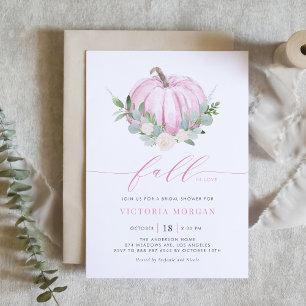 Invitation Citrouille rose et verdure Fête des mariées automn