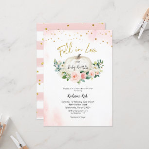 Invitation Citrouille rose or chute dans le Baby shower d'amo