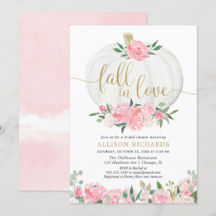 Invitation Citrouille rose or tomber dans l'amour nuptiale do
