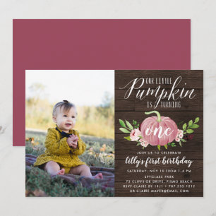 Invitation Citrouille rose selon la coutume âge fête d'annive