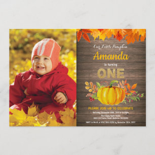 Invitation Citrouille Russe Automne Premier Anniversaire Or