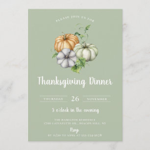 Invitation Citrouille russe Patch Thanksgiving Dîner Sage
