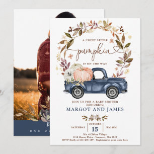 Invitation Citrouille Russe Pickup Camion Marine Baby shower 