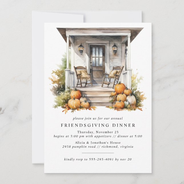 Invitation Citrouille rustique | Moderne Confortable Automne  (Devant)