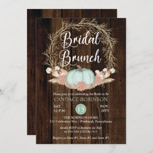 Invitation Citrouille rustique Pampas Wreath Bridal Brunch In