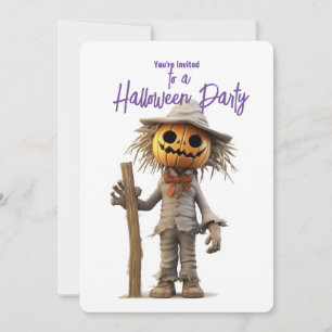 Invitation Citrouille Scarecrow Halloween Party