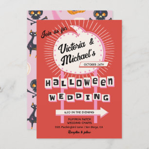 Invitation Citrouille signe Mod Halloween Mariage