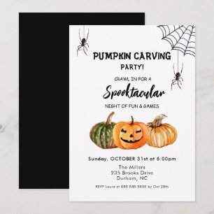 Invitation Citrouille Soirée de sculpture Halloween Invitatio