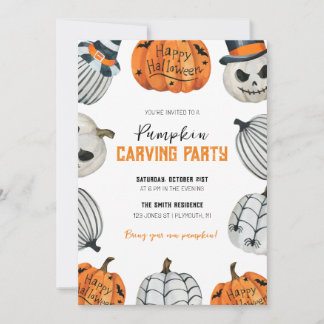 Invitation Citrouille Soirée de sculpture Halloween Invitatio
