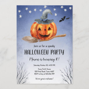 Invitation Citrouille sorcière Citrouille Éffrayant d'Hallowe