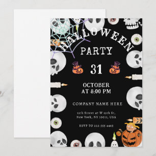 Invitation Citrouille Spider Web Halloween Bureau Party Noi