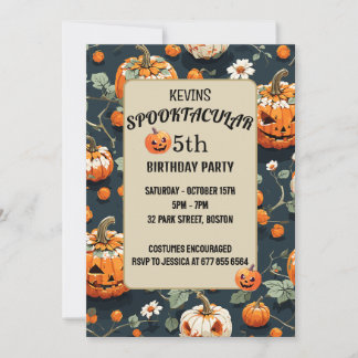 Invitation citrouille spooktaculaire anniversaire de enfant H