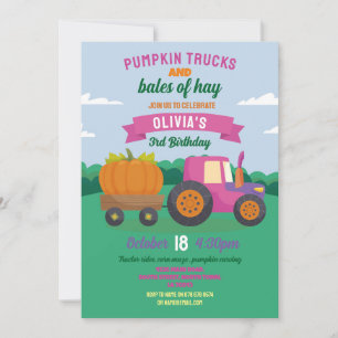 Invitation Citrouille Tracteurs Anniversaire Fête de récolte 