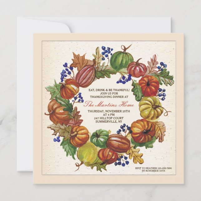 Invitation citrouille Wreath (Devant)