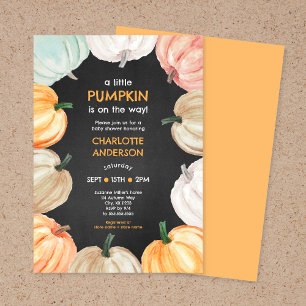 Invitation Citrouille wreath neutre sexe baby shower de chute