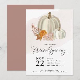 Invitation Citrouilles blanches et fleurs d'automne, Friendsg