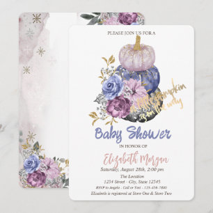 Invitation Citrouilles chics, Baby shower Fleurs