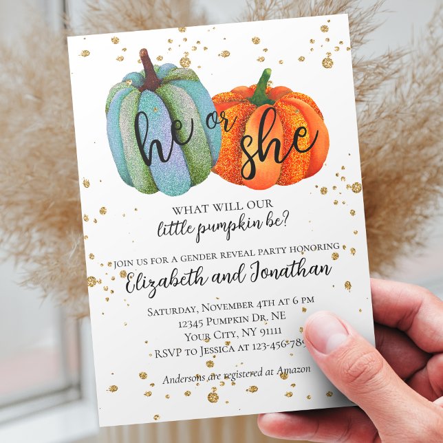 Invitation Citrouilles d'automne Baby shower de révélation de (Créateur téléchargé)