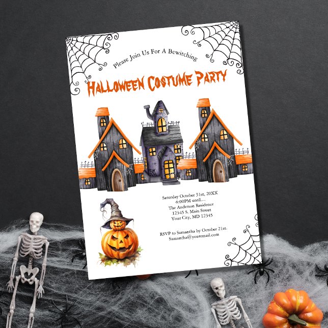 Invitation Citrouilles de la Maison du Parti Halloween (Halloween Costume Party invitation)