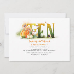 Invitation Citrouilles de récolte d'automne 10 Anniversaire I