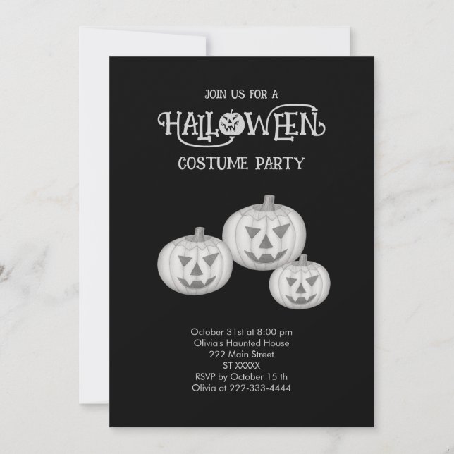 Invitation Citrouilles d'Halloween - Illustration à main (Devant)