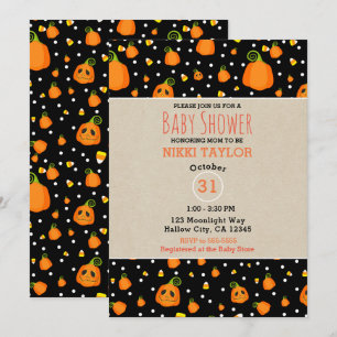 Invitation Citrouilles d'Halloween pour une Baby Shower Fanta