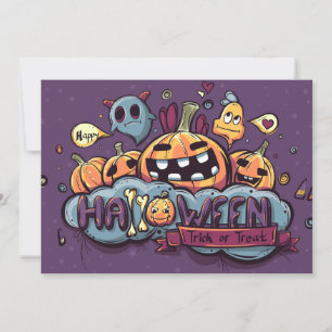 Invitation Citrouilles et Fantômes d'Halloween Des friandises