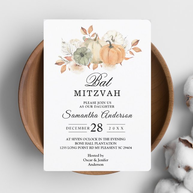 Invitation Citrouilles et fleurs à l'aquarelle d'automne (Créateur téléchargé)