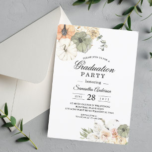 Invitation Citrouilles et fleurs d'aquarelle modernes