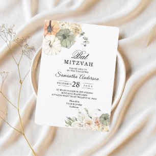 Invitation Citrouilles et fleurs d'aquarelle modernes