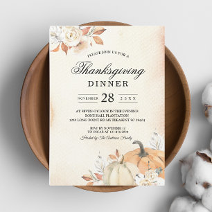 Invitation Citrouilles et fleurs orange d'automne rustiques