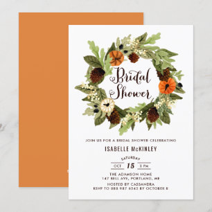 Invitation Citrouilles et Pinecones Wreath Fall Fête des mari