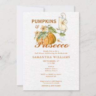 Invitation Citrouilles et Prosecco Élégante Fête de Mariage d