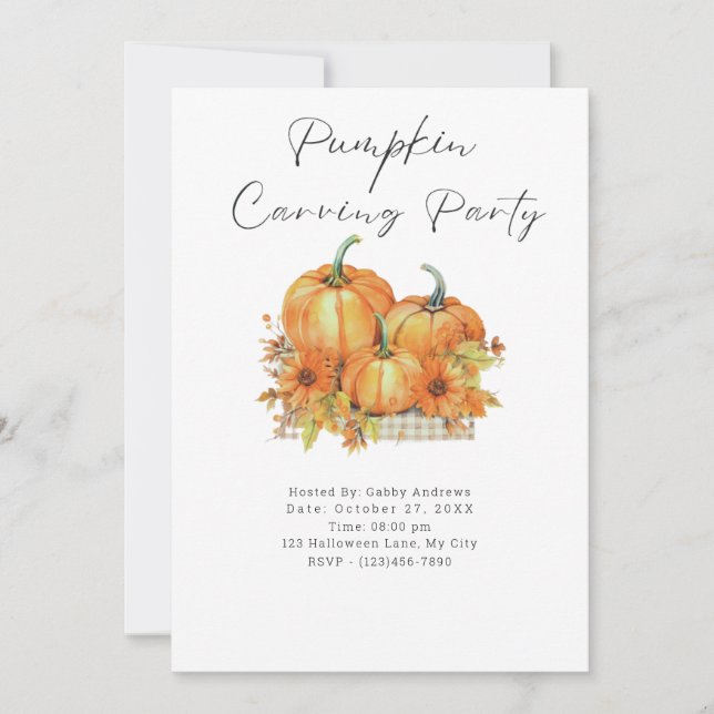 Invitation Citrouilles et tournesols Citrouilles de la Carvin (Devant)