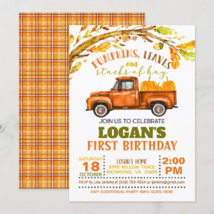 Invitation Citrouilles, Feuilles et piles de Hay Anniversaire