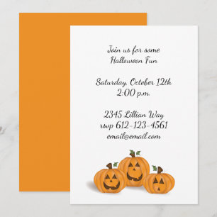 Invitation Citrouilles Jack O Lantern heureuses et souriantes