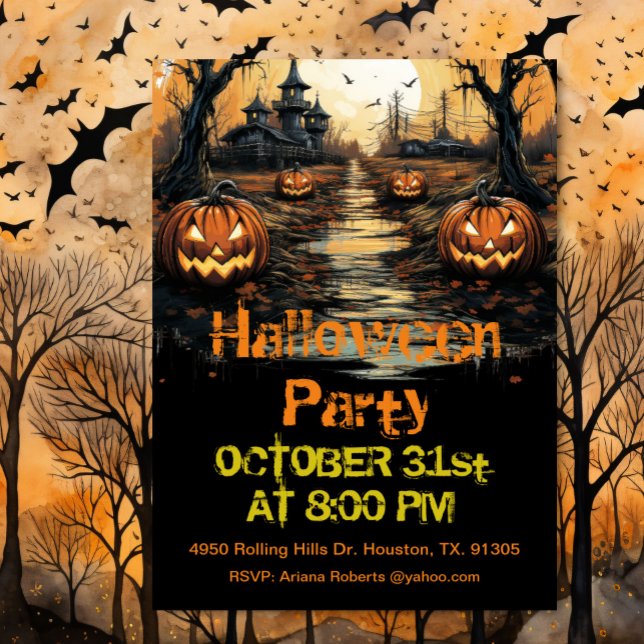 Invitation Citrouilles Maux Dans La Fête D'Halloween De La Fo (Créateur téléchargé)