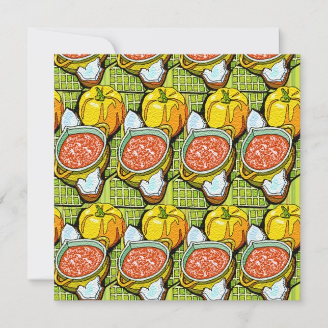 Invitation Citrouilles, soupe et Arrière - plan rayé (Devant)