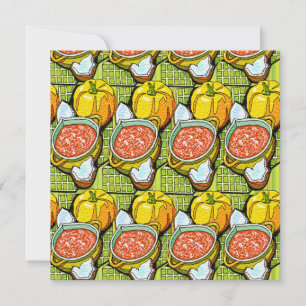 Invitation Citrouilles, soupe et Arrière - plan rayé