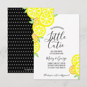 Invitation CITRUS BABY SHOWER garçon ou fille citron noir
